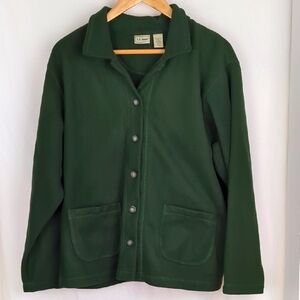 LL BEAN Women's Forest Green Fleece Jacket Size Large